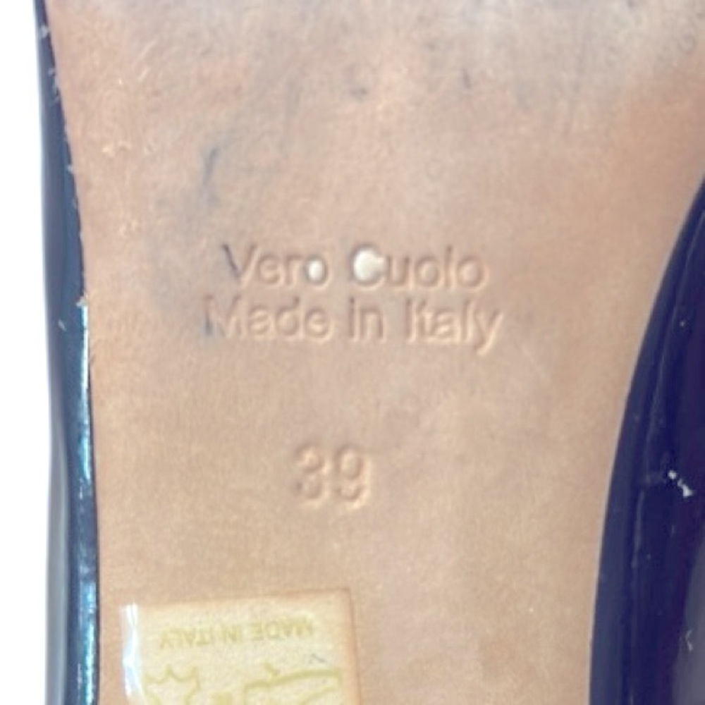 Diane B. Milano Women’s Black Patent Pointed Toe Pump Red Heels Size 8.5 - Picture 8 of 10